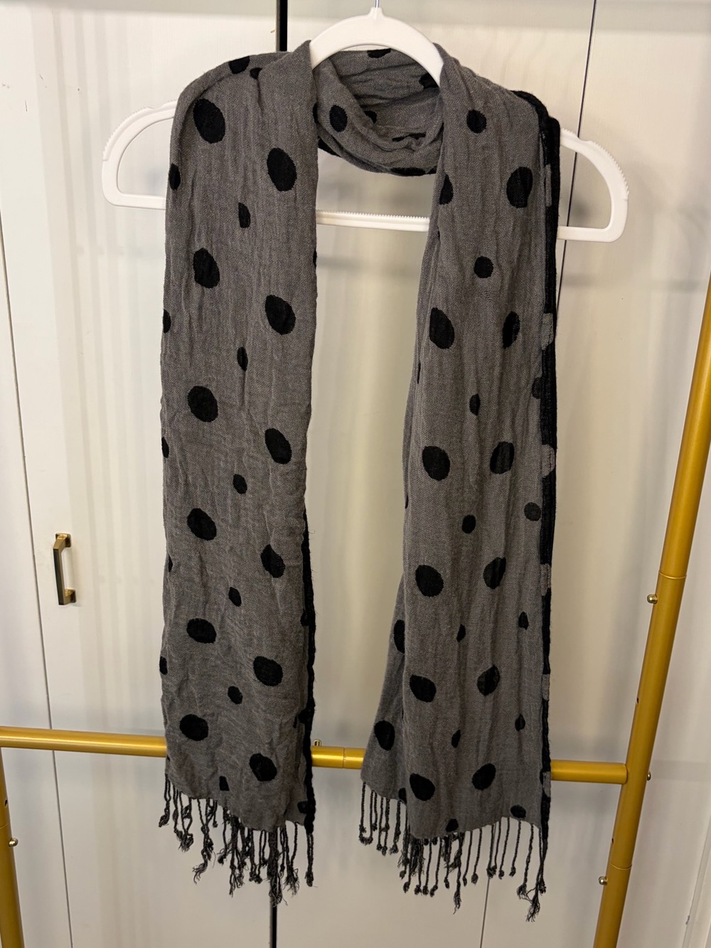 Grey and Black Polka Dot Scarf